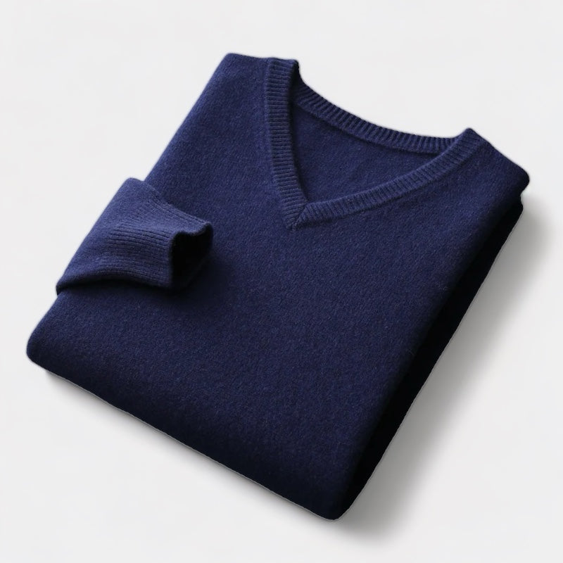 Men’s Merino Wool V-Neck Jumper – Extrafine Knit