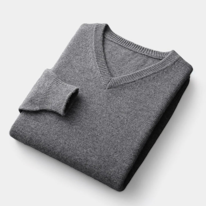 Men’s Merino Wool V-Neck Jumper – Extrafine Knit