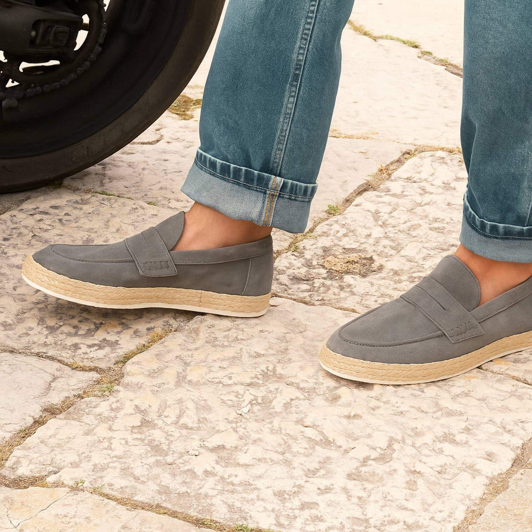 Leo - Grey Suede Espadrilles