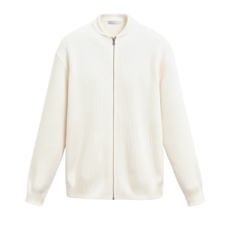Solid Knitted Crew Neck Cardigan