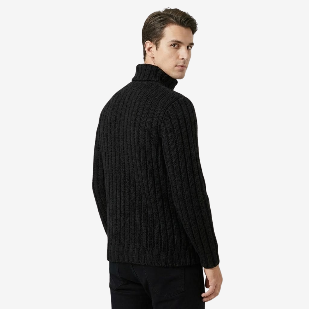 Men’s High-Neck Knit Pullover – Modern Minimalist