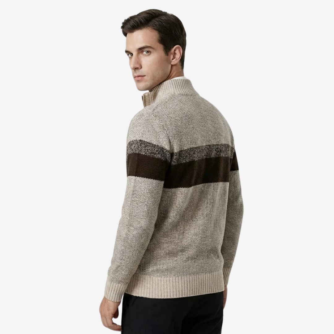 Men’s Stand Collar Knit Pullover – Thickened Warmth