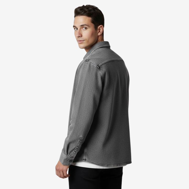 Men's Denim Button-Down Shirt – Casual Blend