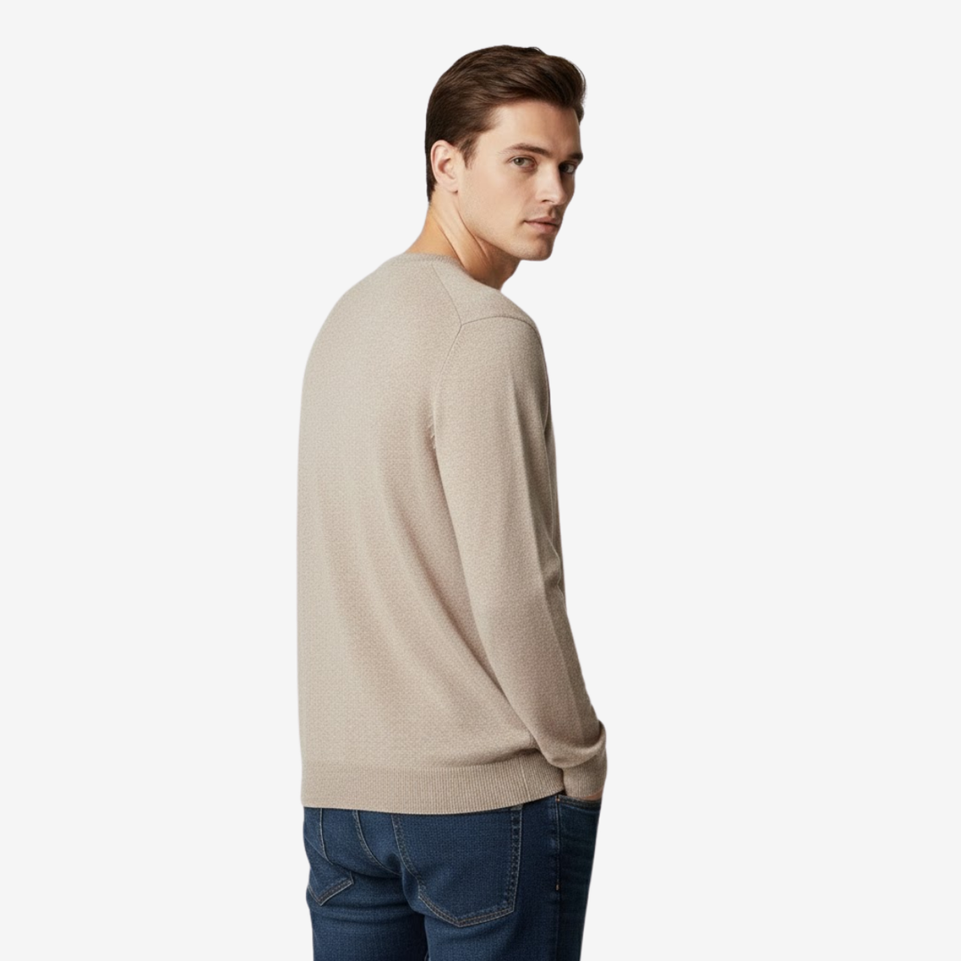 Men’s Merino Wool V-Neck Jumper – Extrafine Knit