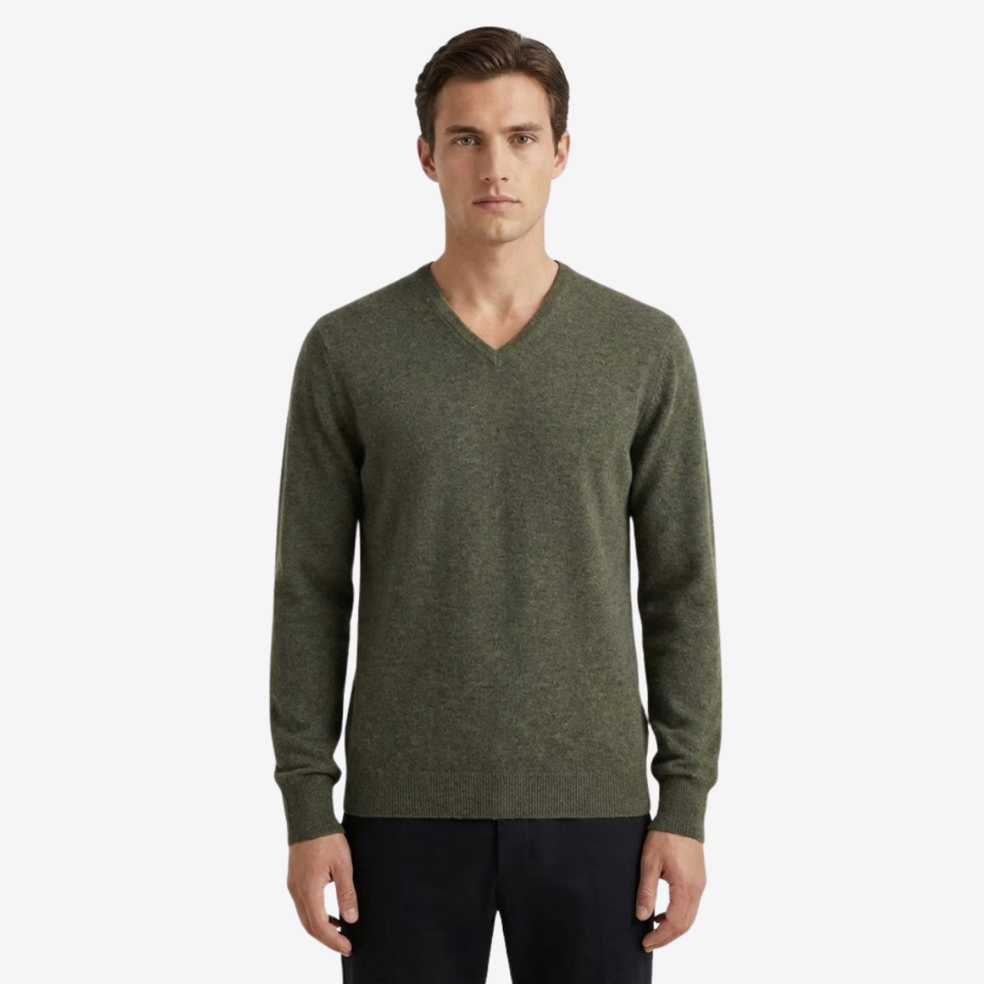 Men’s Wool-Cashmere V-Neck Pullover – Comfort Warmth