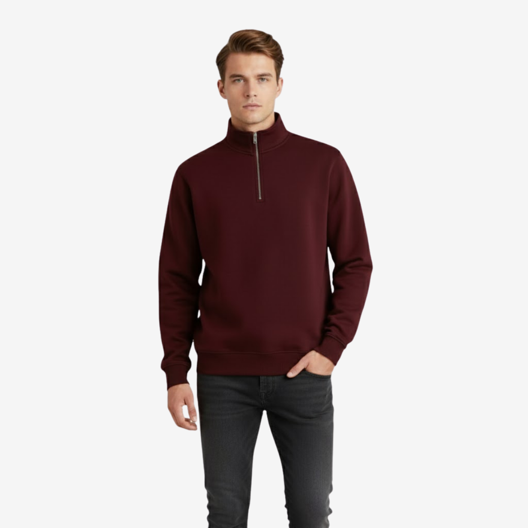 Men’s Half-Zip Stand Collar Pullover – Casual Layer