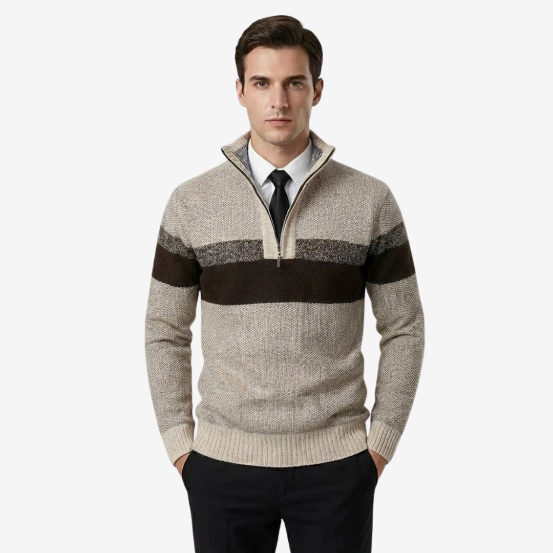 Men’s Stand Collar Knit Pullover – Thickened Warmth