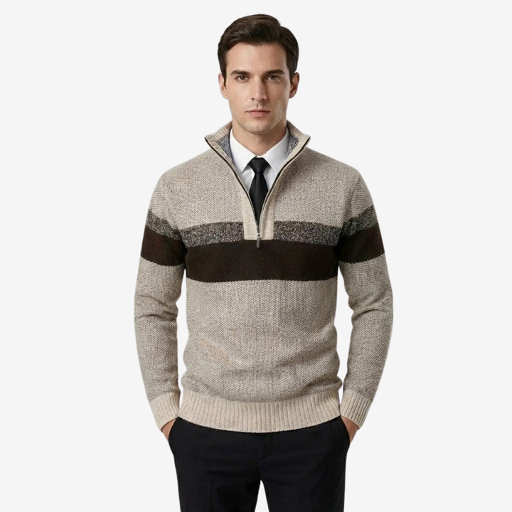 Men’s Stand Collar Knit Pullover – Thickened Warmth