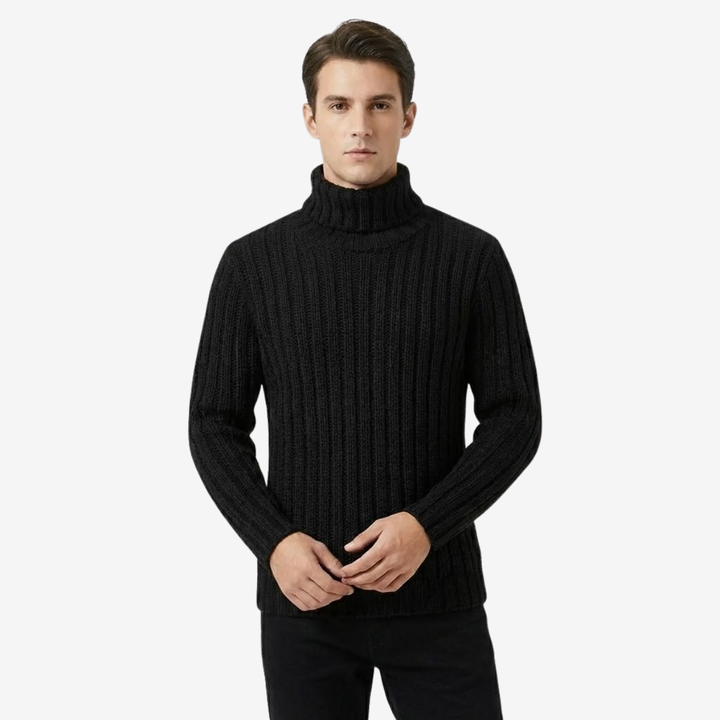 Men’s High-Neck Knit Pullover – Modern Minimalist