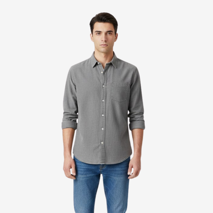 Men's Denim Button-Down Shirt – Casual Blend