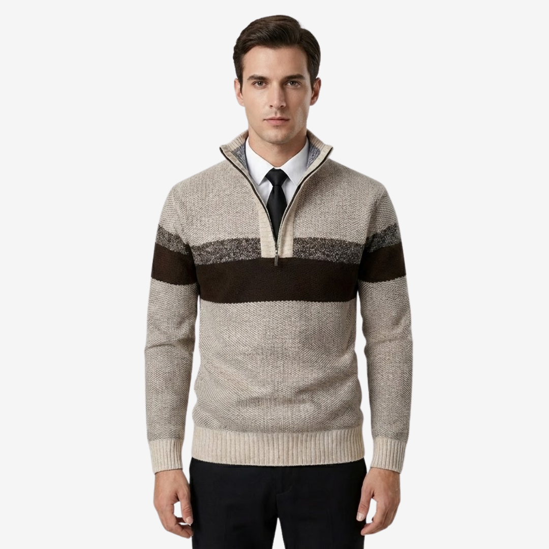 Men’s Stand Collar Knit Pullover – Thickened Warmth