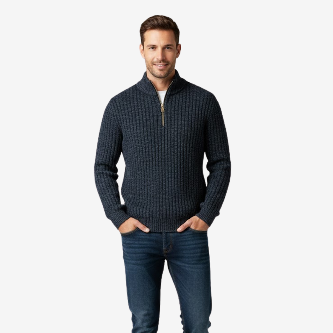 Men’s High-Neck Wool Pullover – Refined Warmth