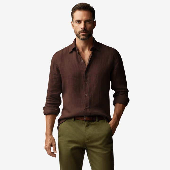 Men’s Vintage Linen Long Sleeve Shirt – Heritage-Inspired Refinement