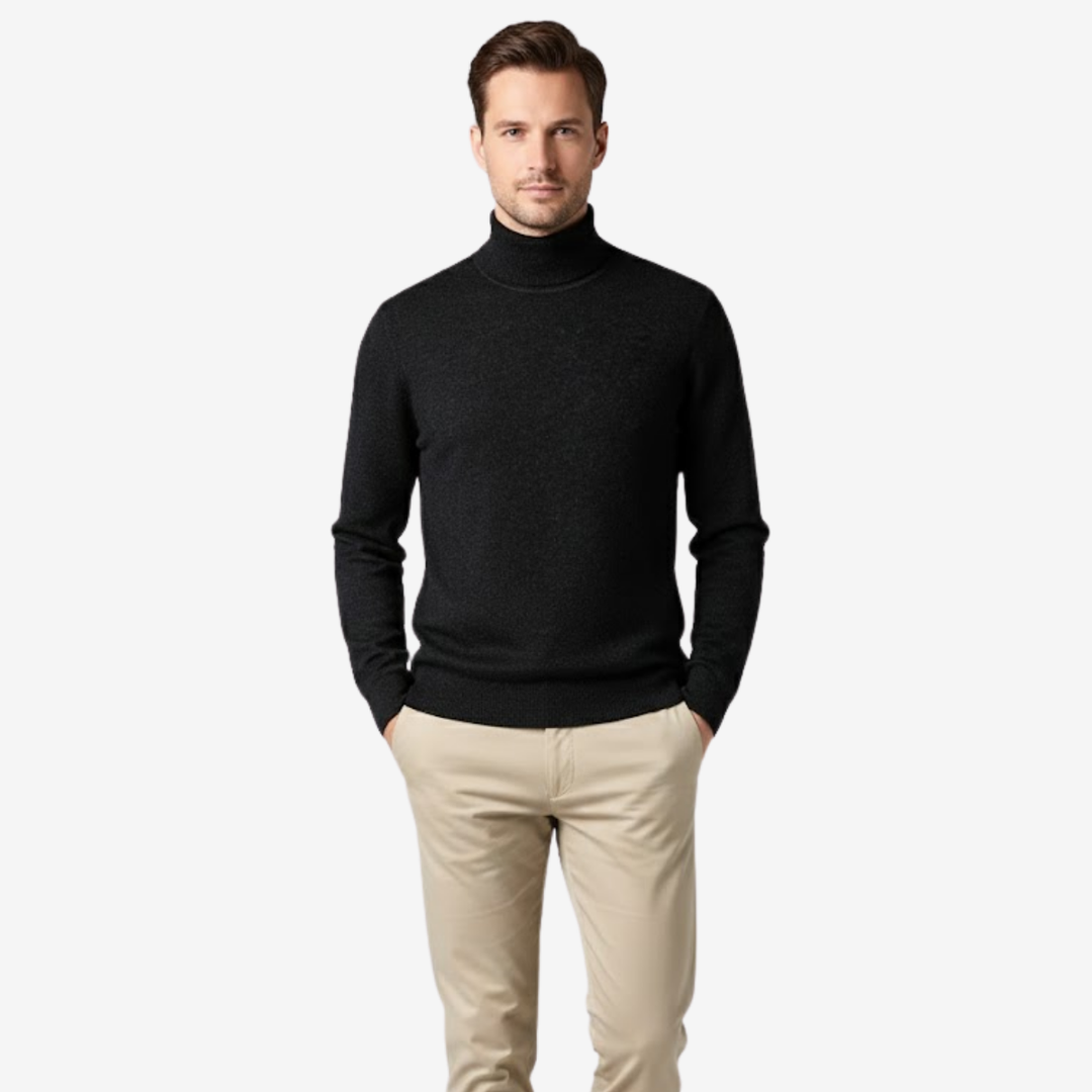 Men’s High-Neck Wool Pullover – Heritage Warmth