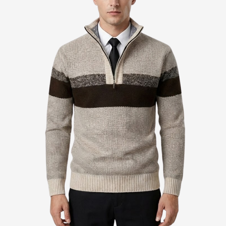 Men’s Stand Collar Knit Pullover – Thickened Warmth