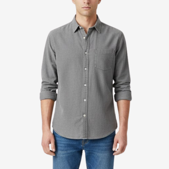 Men's Denim Button-Down Shirt – Casual Blend