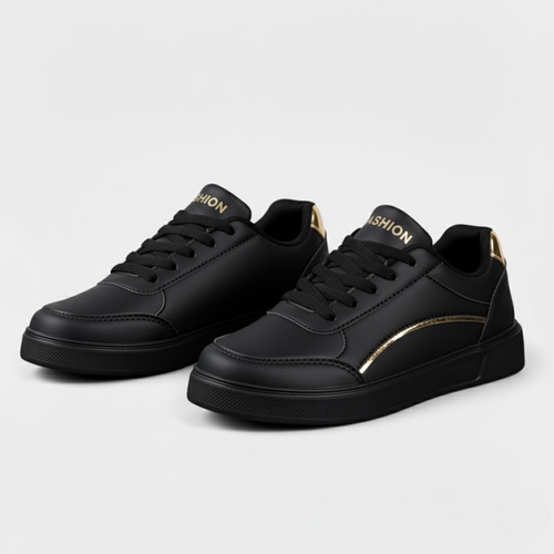 Women’s Lace-Up Sneakers – Golden Elegance