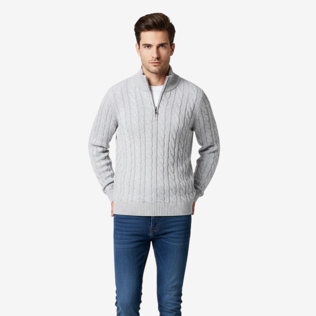 Men’s Italian-Style Cable Knit Sweater – Timeless Comfort