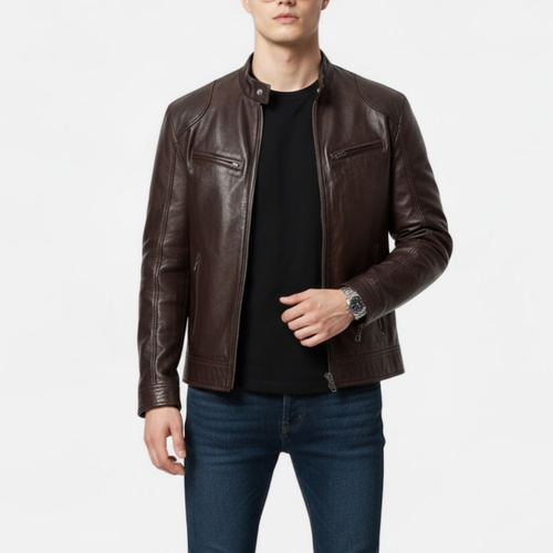 Men’s Leather Zip Coat