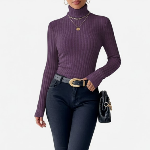 Women’s High Neck Knit Sweater – Heritage Elegance