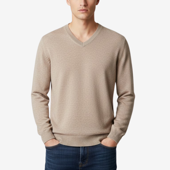 Men’s Merino Wool V-Neck Jumper – Extrafine Knit