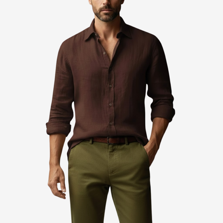 Men’s Vintage Linen Long Sleeve Shirt – Heritage-Inspired Refinement