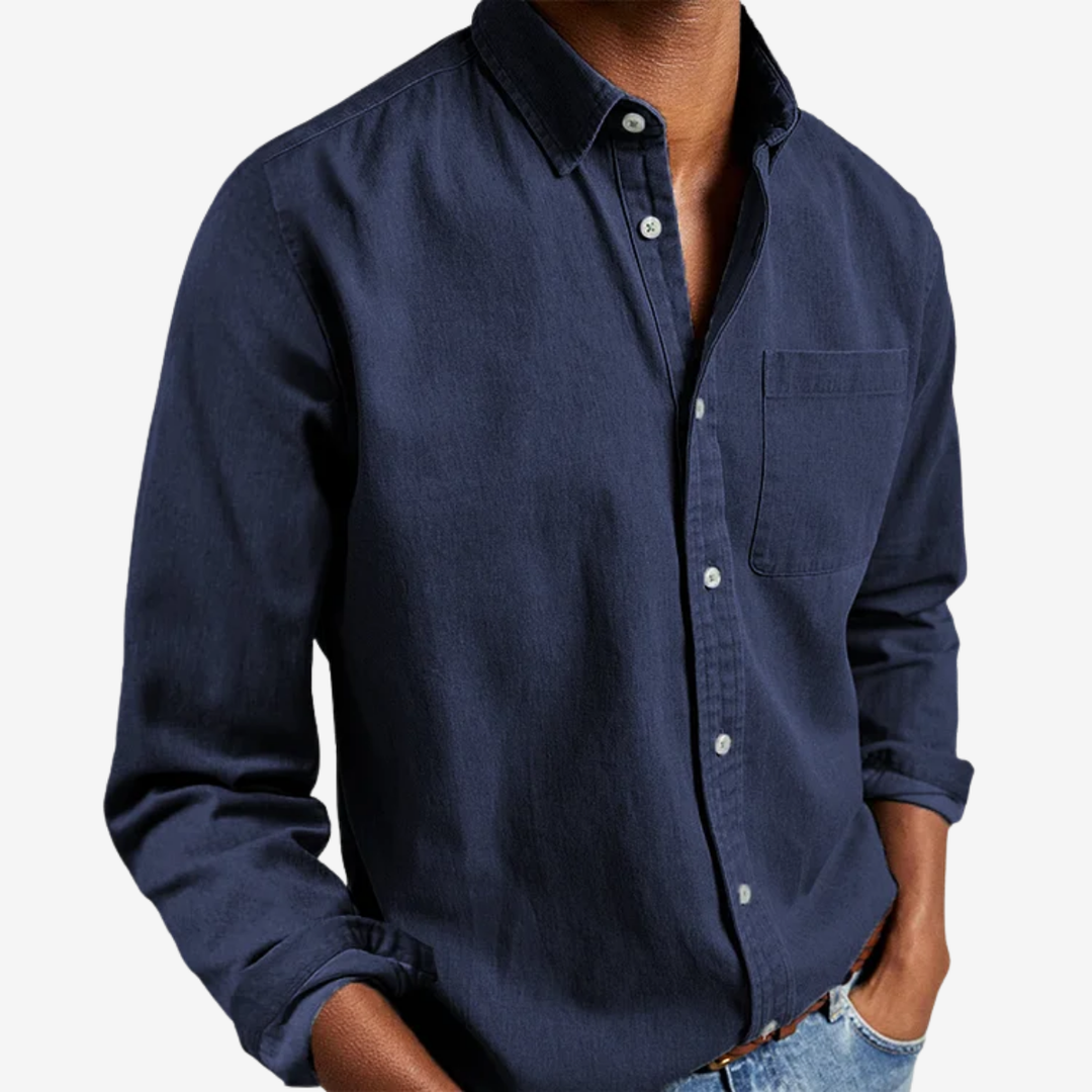 Men's Denim Button-Down Shirt – Casual Blend