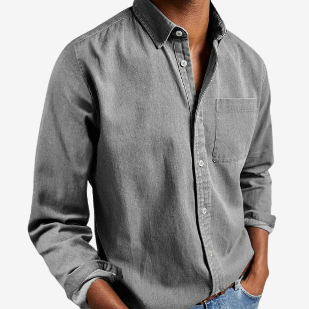 Men's Denim Button-Down Shirt – Casual Blend