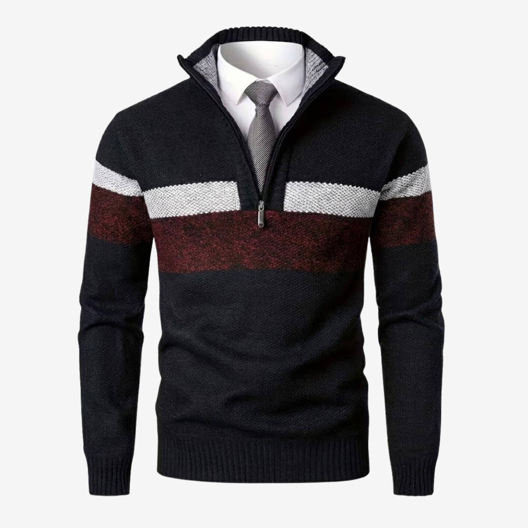 Men’s Stand Collar Knit Pullover – Thickened Warmth