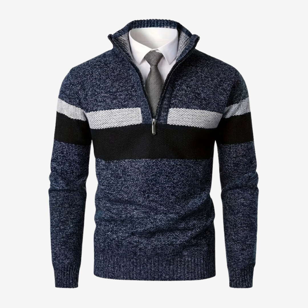 Men’s Stand Collar Knit Pullover – Thickened Warmth