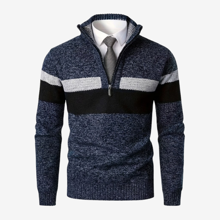 Men’s Stand Collar Knit Pullover – Thickened Warmth