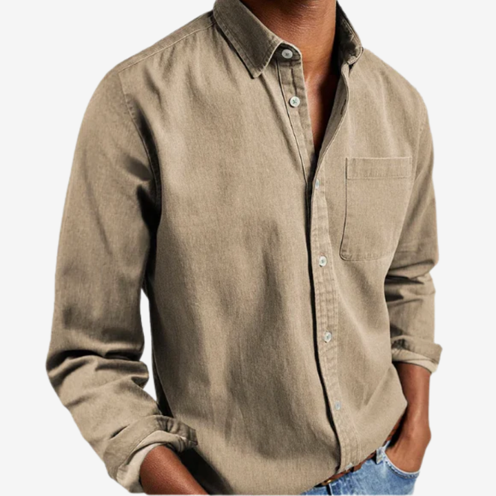 Men's Denim Button-Down Shirt – Casual Blend