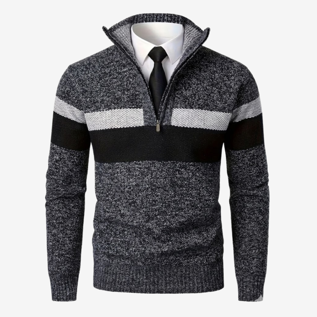 Men’s Stand Collar Knit Pullover – Thickened Warmth