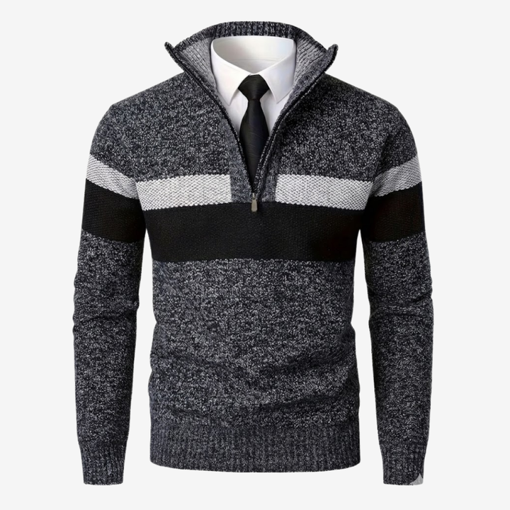 Men’s Stand Collar Knit Pullover – Thickened Warmth