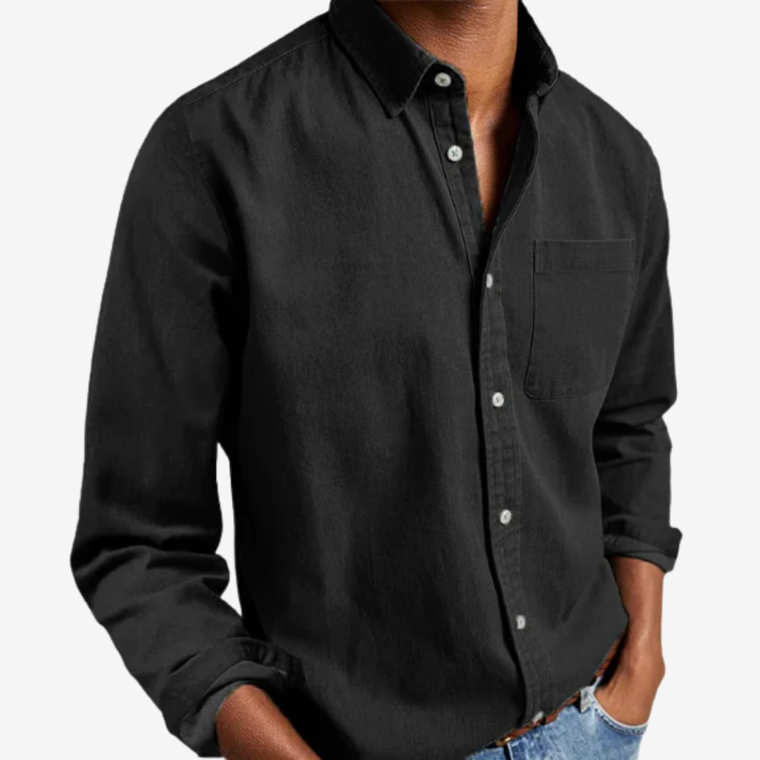 Men's Denim Button-Down Shirt – Casual Blend