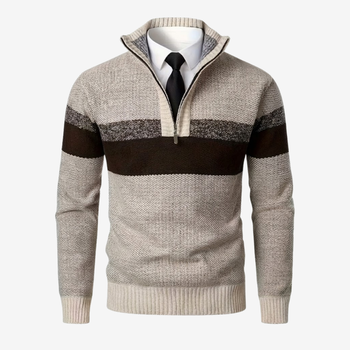 Men’s Stand Collar Knit Pullover – Thickened Warmth