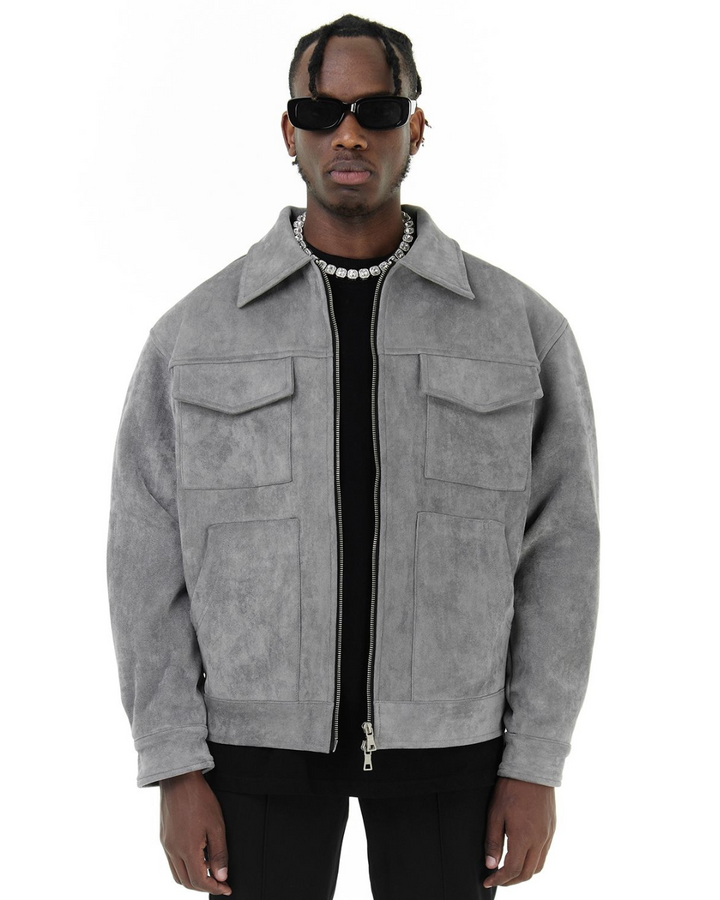 URBAN EDGE WILDLEDERJACKE MIT REISSVERSCHLUSS