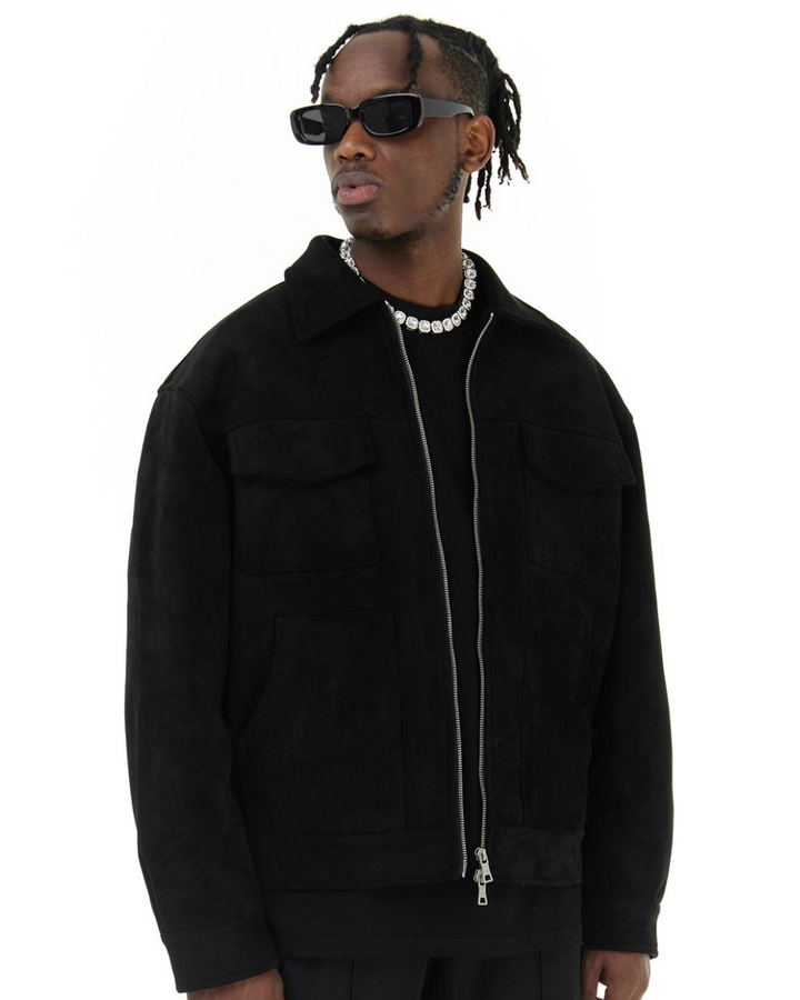 URBAN EDGE WILDLEDERJACKE MIT REISSVERSCHLUSS