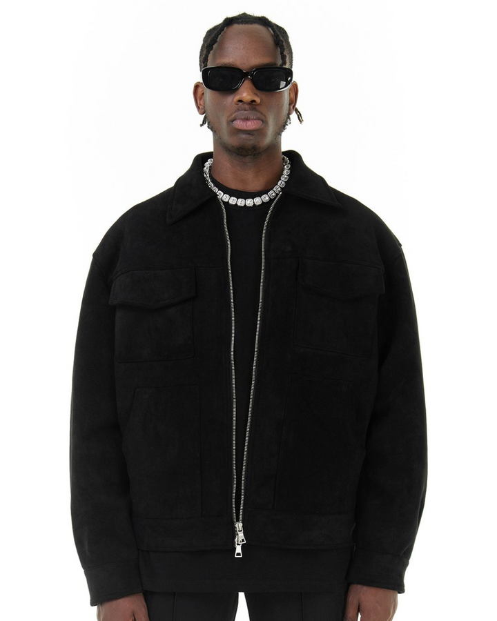 URBAN EDGE WILDLEDERJACKE MIT REISSVERSCHLUSS