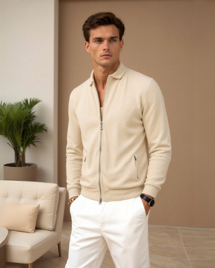CREMEFARBENE MINIMAL-ZIP-JACKE