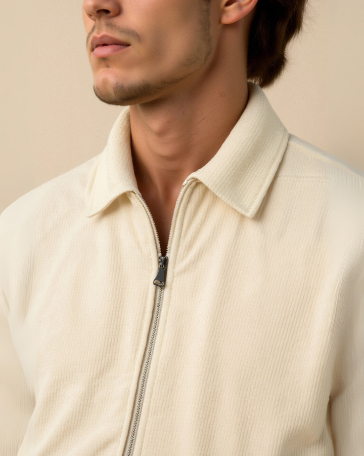 CREMEFARBENE MINIMAL-ZIP-JACKE
