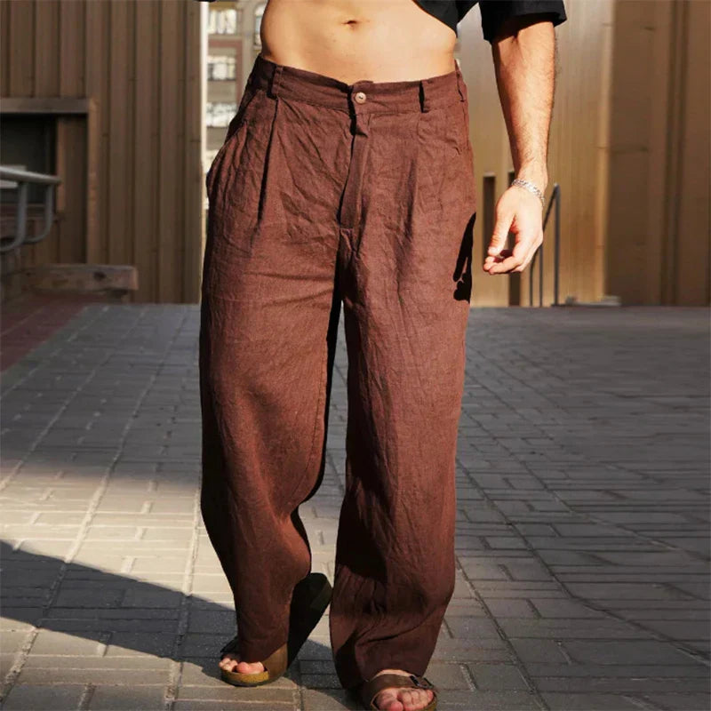 Linen Trousers with Wide Legs