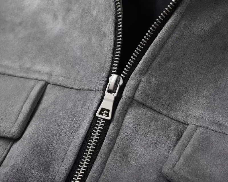 URBAN EDGE WILDLEDERJACKE MIT REISSVERSCHLUSS