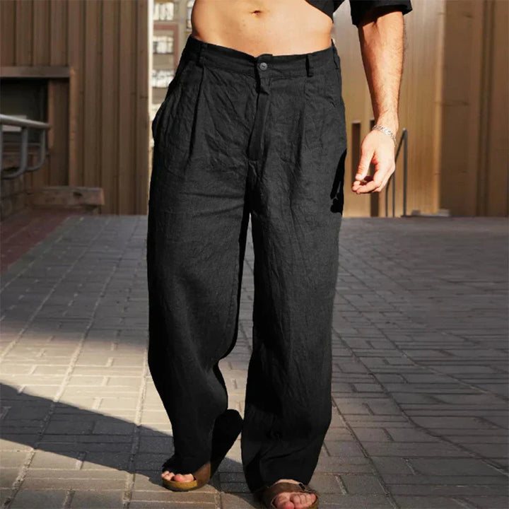 Linen Trousers with Wide Legs