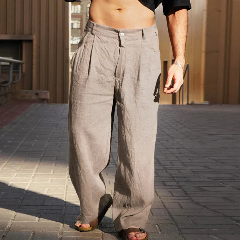 Linen Trousers with Wide Legs