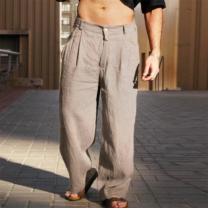 Linen Trousers with Wide Legs