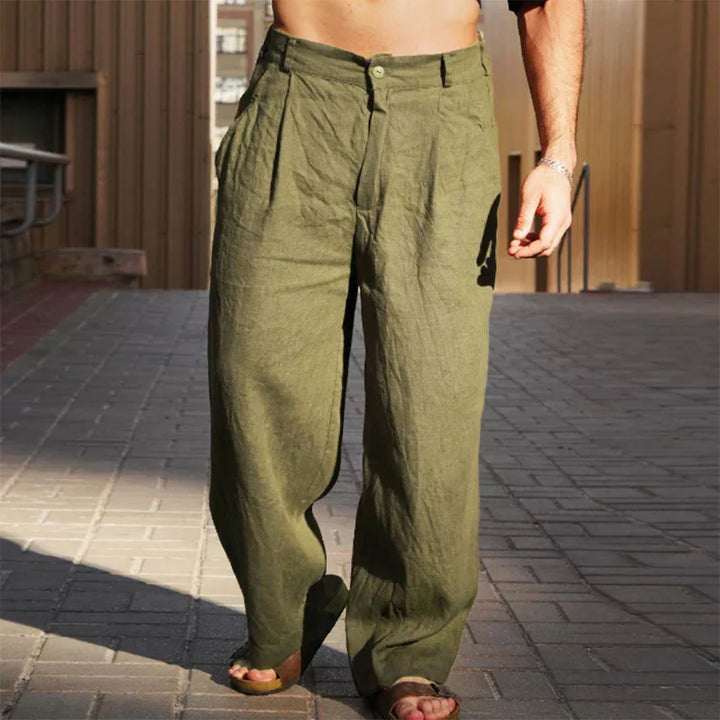 Linen Trousers with Wide Legs
