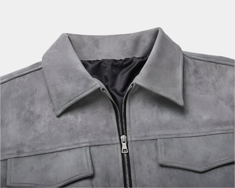 URBAN EDGE WILDLEDERJACKE MIT REISSVERSCHLUSS