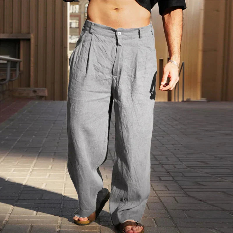 Linen Trousers with Wide Legs
