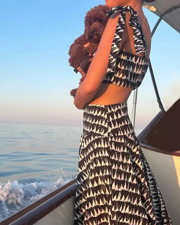 PRINTED CROP TOP AND MIDI SKIRT SET